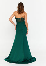 Load image into Gallery viewer, Strapless Slim-Fit Mermaid Gown with Sheer Panels and High Slit