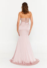 Load image into Gallery viewer, Strapless Slim-Fit Mermaid Gown with Sheer Panels and High Slit