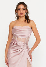 Load image into Gallery viewer, Strapless Slim-Fit Mermaid Gown with Sheer Panels and High Slit