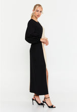 Load image into Gallery viewer, Color-Block Long-Sleeve Loose-Fit Maxi Dress