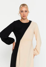 Load image into Gallery viewer, Color-Block Long-Sleeve Loose-Fit Maxi Dress