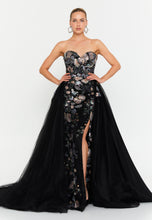Load image into Gallery viewer, Strapless Sweetheart Sequin Embroidered Evening Gown with High Slit and Train