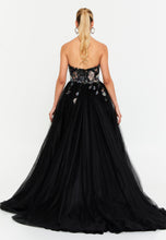 Load image into Gallery viewer, Strapless Sweetheart Sequin Embroidered Evening Gown with High Slit and Train
