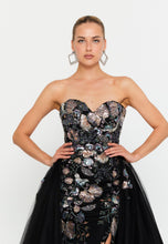 Load image into Gallery viewer, Strapless Sweetheart Sequin Embroidered Evening Gown with High Slit and Train
