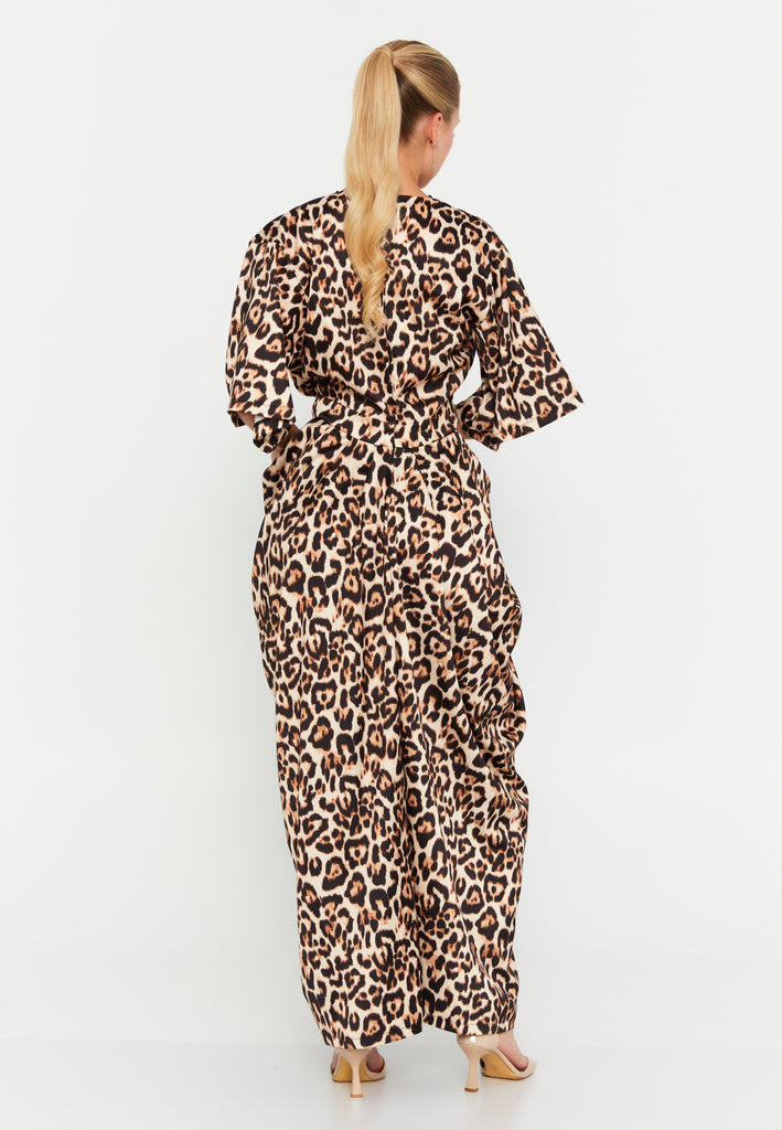 V-Neck Waist-Tied Maxi Casual Dress