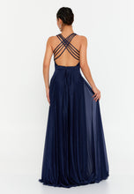 Load image into Gallery viewer, V-Neck Sleeveless Maxi Gown with Waist-Cinching Design and Flowing Hem