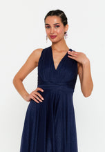 Load image into Gallery viewer, V-Neck Sleeveless Maxi Gown with Waist-Cinching Design and Flowing Hem