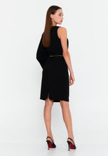 Load image into Gallery viewer, Asymmetric One-Sleeve Midi Dress with Chain Belt