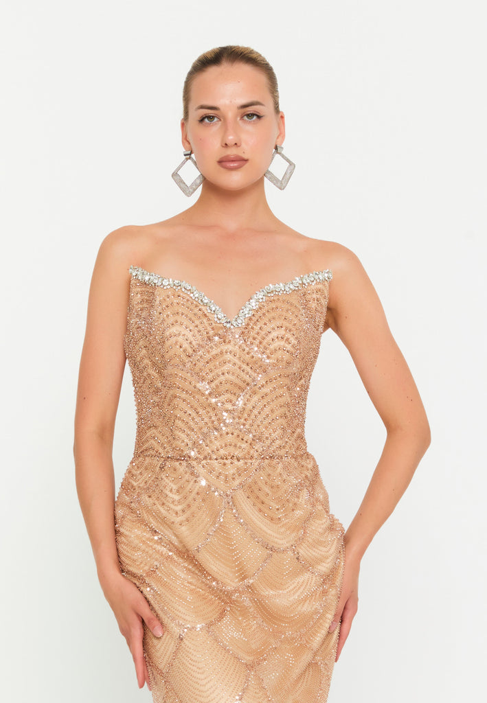 Sequin Embroidered Sweetheart Mermaid Floor-Length Gown