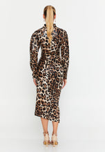 Load image into Gallery viewer, High-Neck Slim-Fit Midi Dress with Front Slit