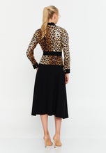 Load image into Gallery viewer, Contrast Blazer-Style Midi Dress with Waist Belt and A-Line Hem