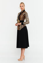 Load image into Gallery viewer, Contrast Blazer-Style Midi Dress with Waist Belt and A-Line Hem