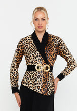 Load image into Gallery viewer, Contrast Blazer-Style Midi Dress with Waist Belt and A-Line Hem