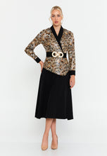 Load image into Gallery viewer, Contrast Blazer-Style Midi Dress with Waist Belt and A-Line Hem