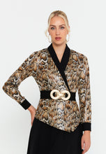 Load image into Gallery viewer, Contrast Blazer-Style Midi Dress with Waist Belt and A-Line Hem