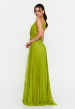Load image into Gallery viewer, V-Neck Backless Maxi Dress with Waist-Cinching Design and Flowing Hem