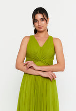 Load image into Gallery viewer, V-Neck Backless Maxi Dress with Waist-Cinching Design and Flowing Hem