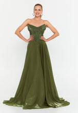 Load image into Gallery viewer, Sweetheart Strapless Floor-Length Gown with High Waistline
