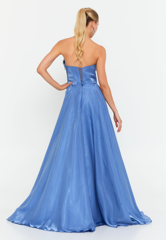 Sweetheart Strapless Floor-Length Gown with High Waistline