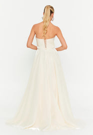 Sweetheart Strapless Floor-Length Gown with High Waistline