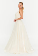 Load image into Gallery viewer, Sweetheart Strapless Floor-Length Gown with High Waistline