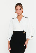 Load image into Gallery viewer, V-Neck Midi Dress with Waist-Cinching Design and Pencil Skirt Silhouette