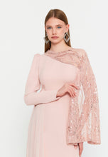 Load image into Gallery viewer, Luxury One-Shoulder Lace Cape Evening Dress Slim Fit Floor-Length Gown for Banquets &amp; Formal Occasions