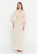 Load image into Gallery viewer, Elegant Blazer-Collar Maxi Dress with Waist-Cinching Design and Flowing Skirt
