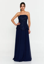 Load image into Gallery viewer, Strapless Sequin-Embellished Slim-Fit Gown with Floor-Length Hem