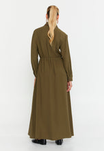 Load image into Gallery viewer, Collared Shirt-Style Maxi Dress with Belted Waist and Full Button-Down Design