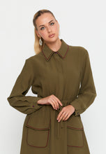 Load image into Gallery viewer, Collared Shirt-Style Maxi Dress with Belted Waist and Full Button-Down Design