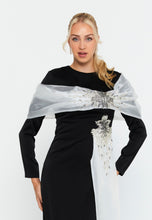 Load image into Gallery viewer, Long-Sleeve Slim-Fit Evening Gown with Draped Shoulder Detail and Floor-Length Hem