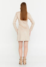 Load image into Gallery viewer, V-Neck Long-Sleeve Mini Dress with Waist Detail and Side Slit Hem