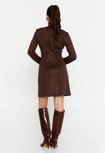 Load image into Gallery viewer, V-Neck Long-Sleeve Mini Dress with Waist Detail and Side Slit Hem